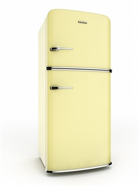 淡黄色冰箱图片